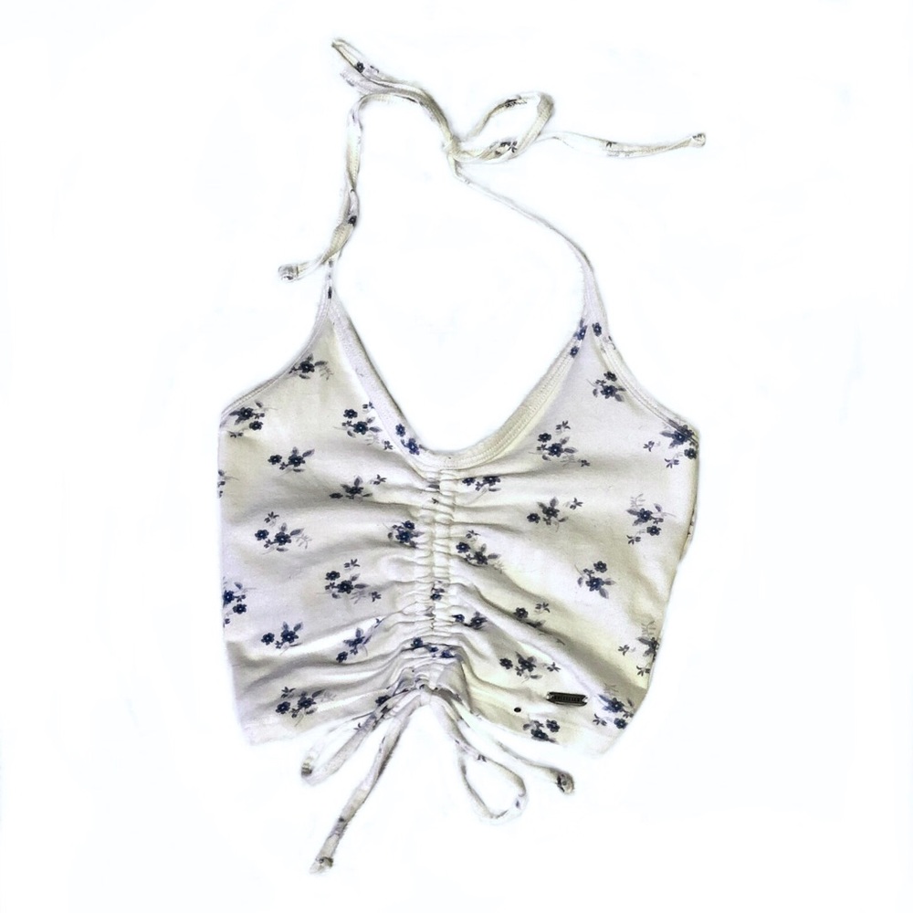 hollister crop floral halter tank top!